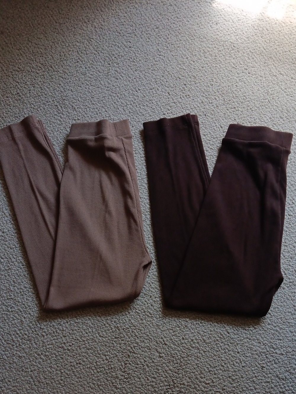 Two Pairs Of Women’s Leggings - Taupe Brown & Dark Brown - Size L